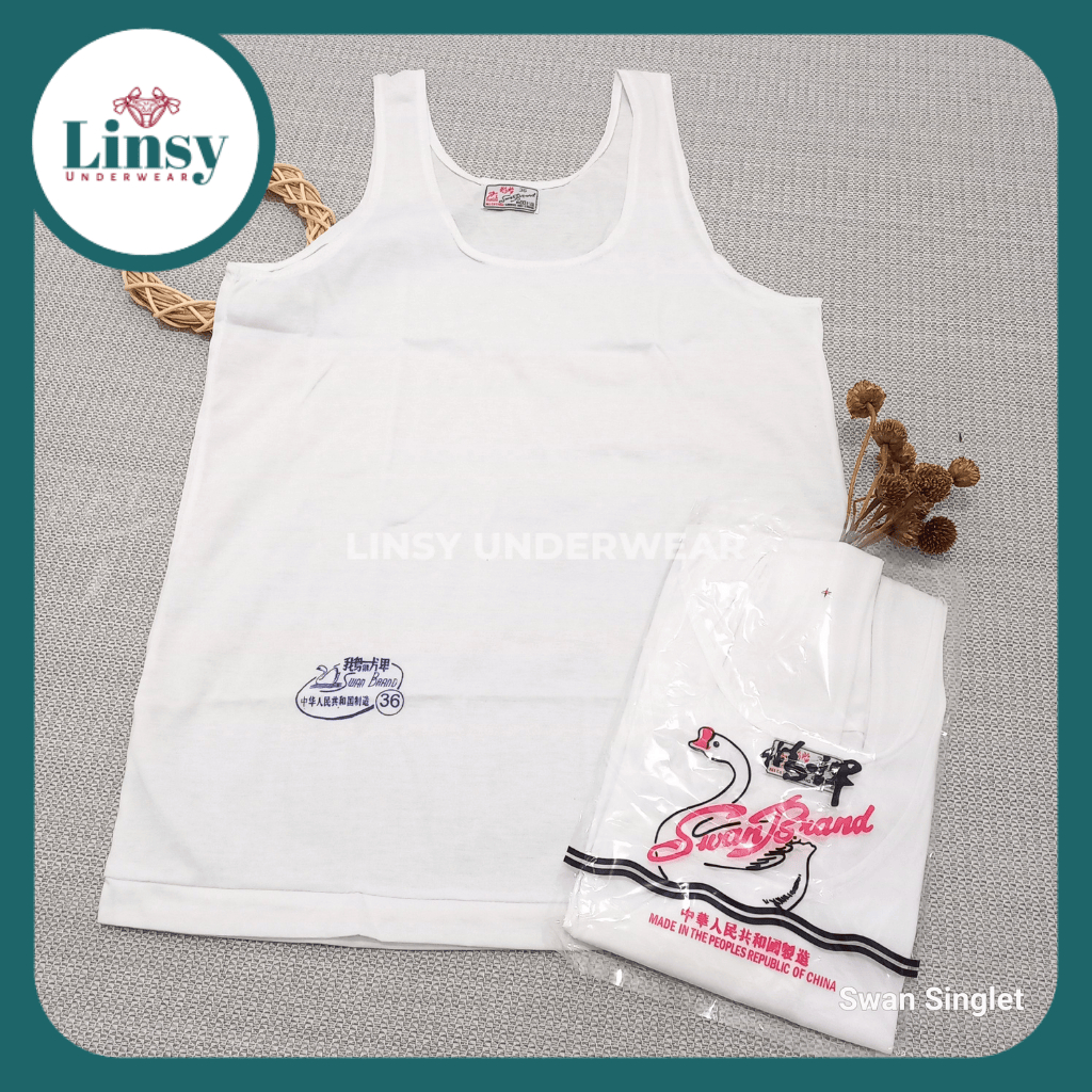 Swan Singlet Ori Tank Top Dalaman Pria Putih Polos Bapak Swan Brand Adem Nyaman Sehari Hari