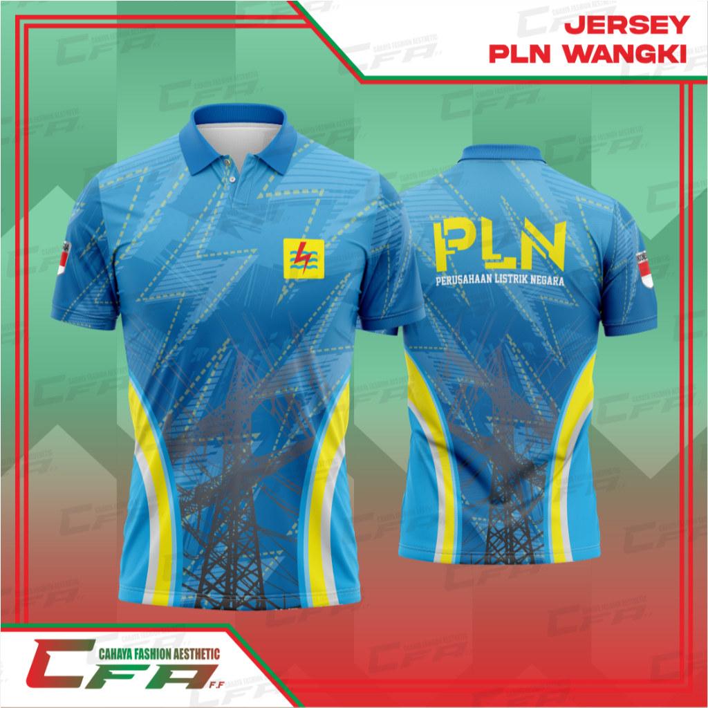 JERSEY WANGKI PLN DRYFIT / JERSEY WANGKI PERUSAHAAN LISTRIK NEGARA / JERSEY OLAHRAGA PLN FULL PRINTI