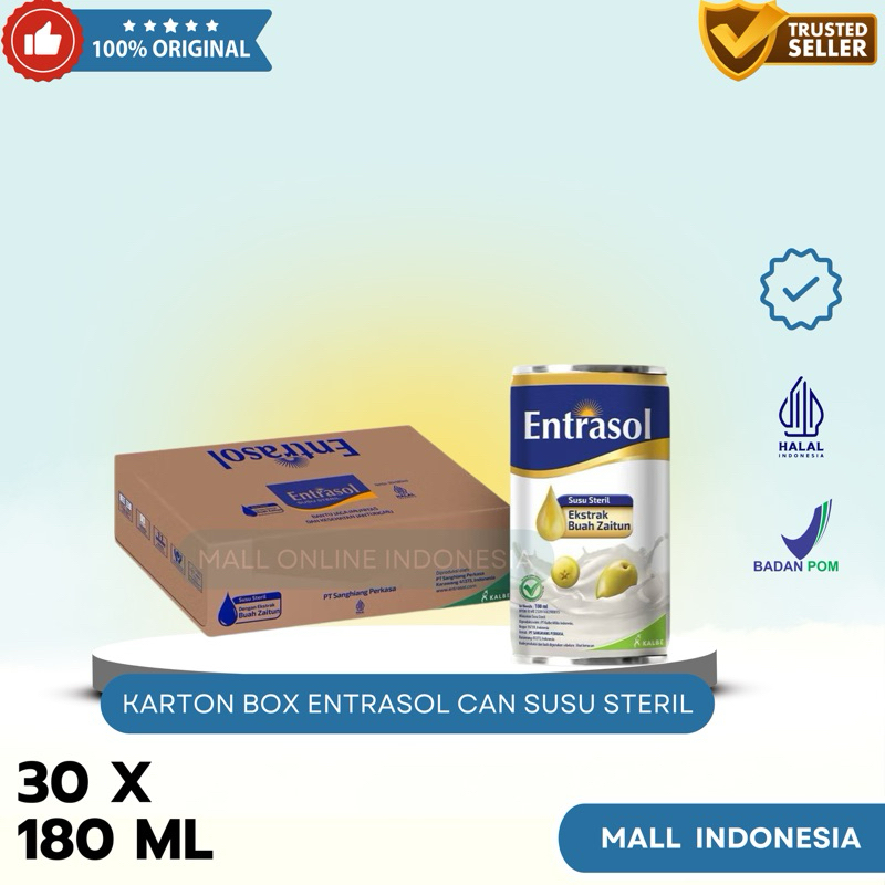 

1 Carton Box (30pcs) Entrasol Can Susu Steril 180 Ml Promo Termurah