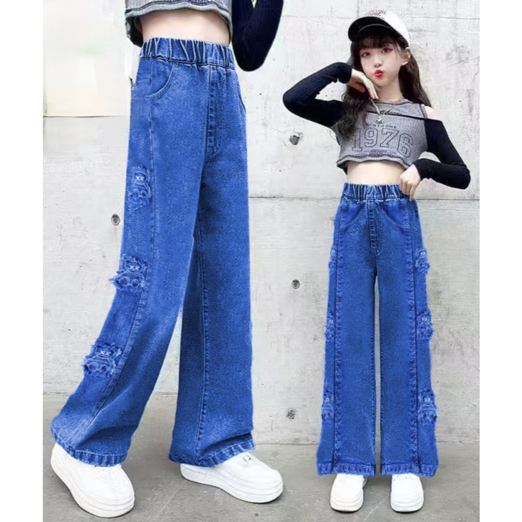 jeans kulot import anak cewek usia 11-18 tahun / jeans panjang kulot import anak perempuan / jeans k