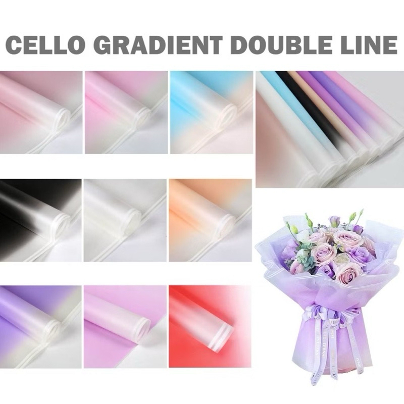 

FLOWER WRAPPING Two-COLOR Gradient CELLOPHANE 58x58CM WATERPROOF KERTAS BUNGA