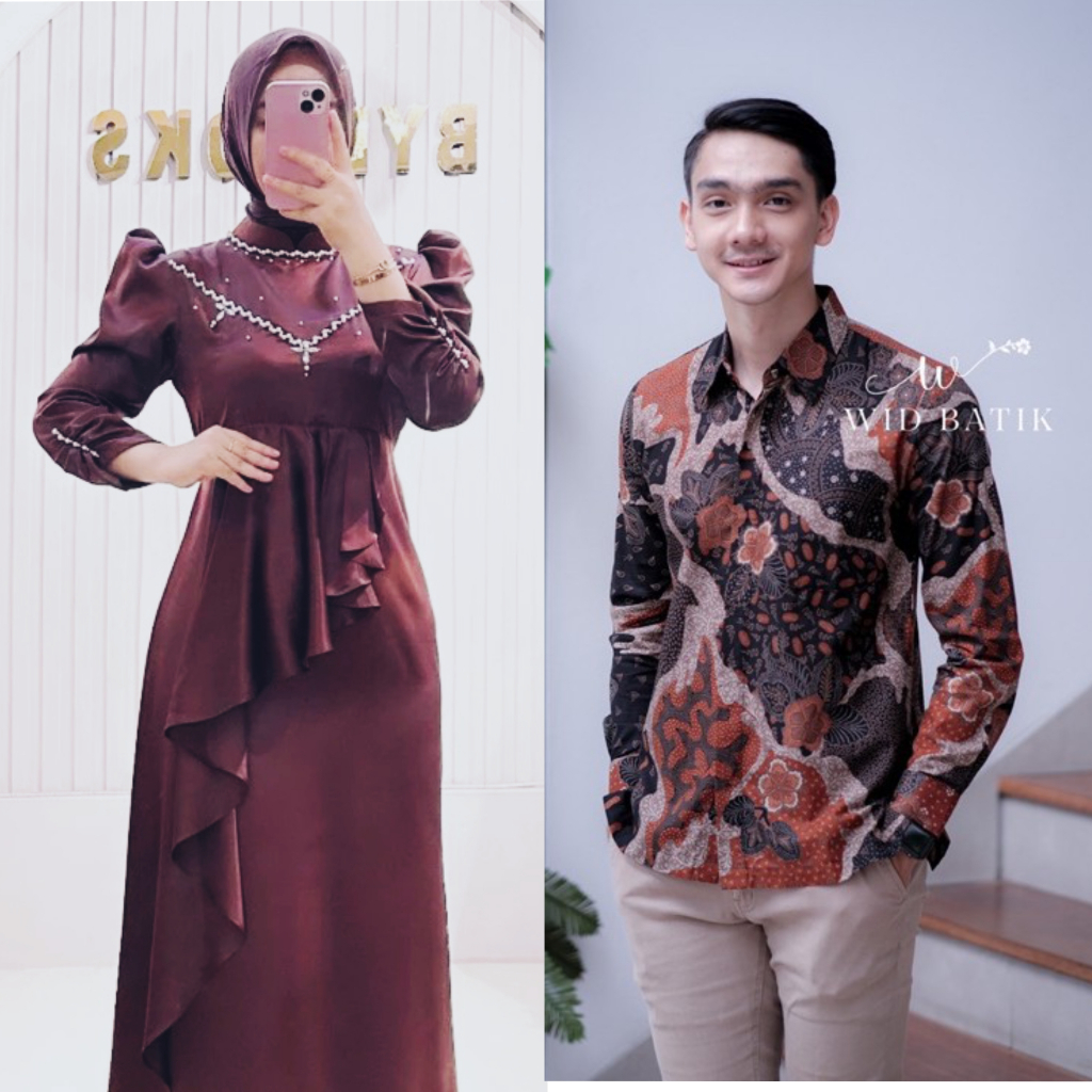 [KHARISMA] NEW Gamis Kondangan Pasangan | Couple Gamis Kharisma | Batik Couple | Kemeja Batik