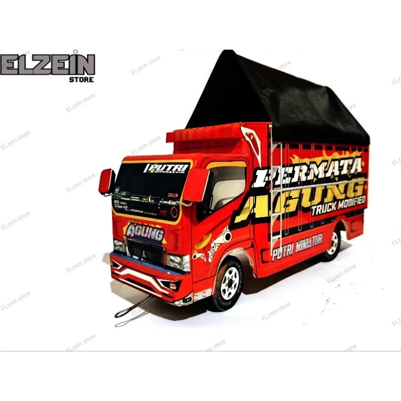 Truk Oleng Permata Agung miniatur warna Orange