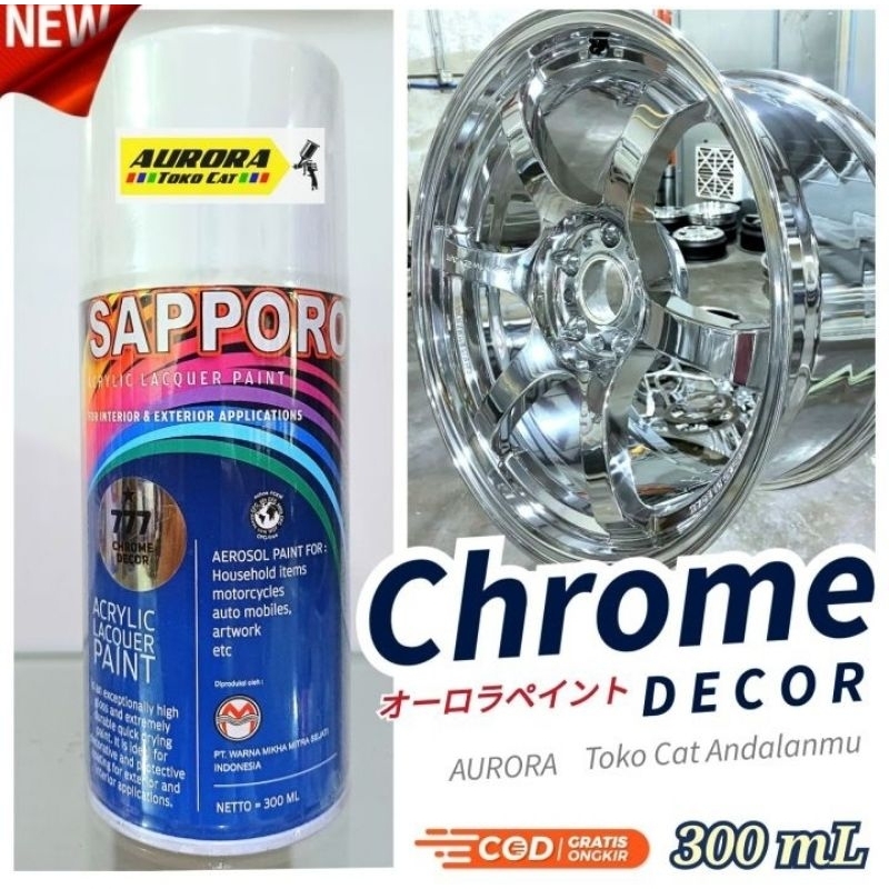 Cat Pilok Sapporo 777 Chrome Decor 300ml Dekor Crom Krom Krum Chrome Crome Pilox Pylox