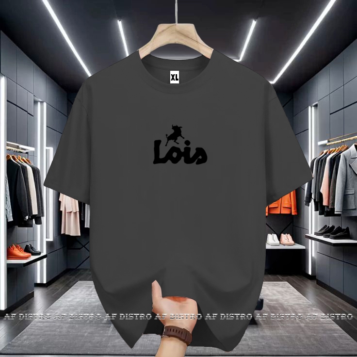 Kaos Pendek Lois Texs Hitam T-shirt Oblong 24s Distro Model 2025 Pria &Wanita Unisex