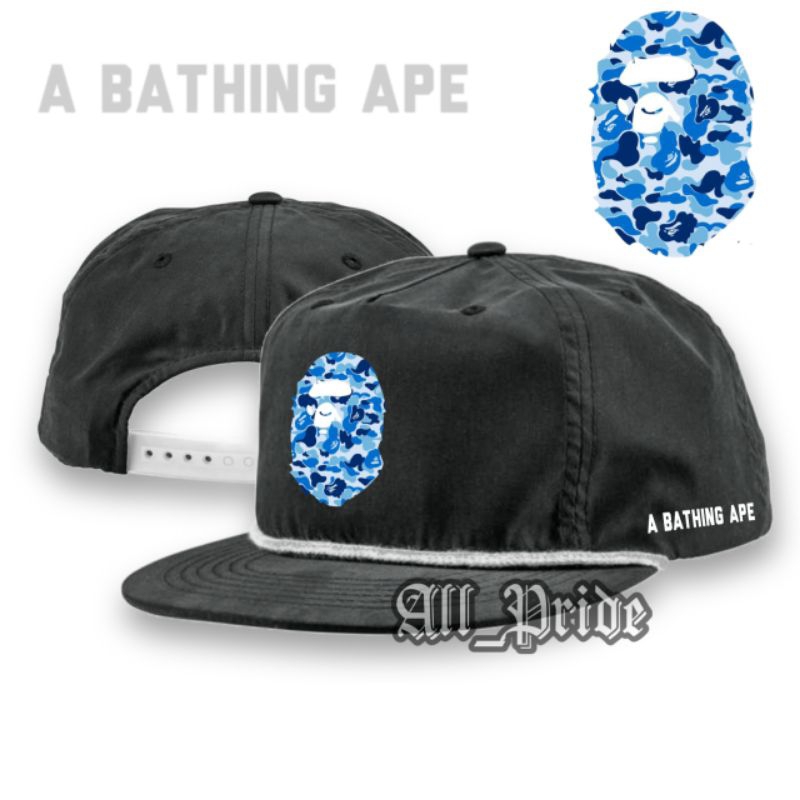 Topi Snapback Classic Bape / Rope Hat Cap Casual Vintage / Topi Klasik Snapback Pria Wanita A Bathin