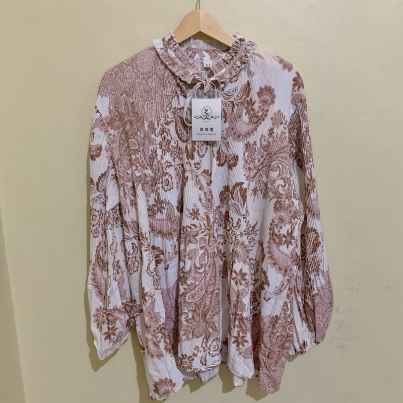 Blouse Plisket import Korea oversize jumbo - Blouse Plisket Korean Style - Blouse Plisket Butik - Bl