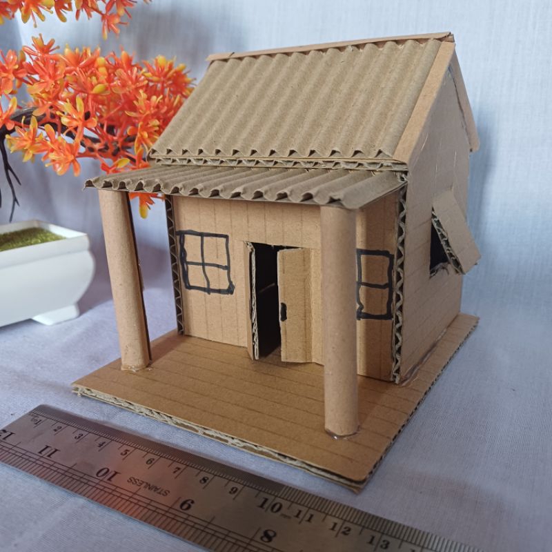 prakarya miniatur rumah dari kardus