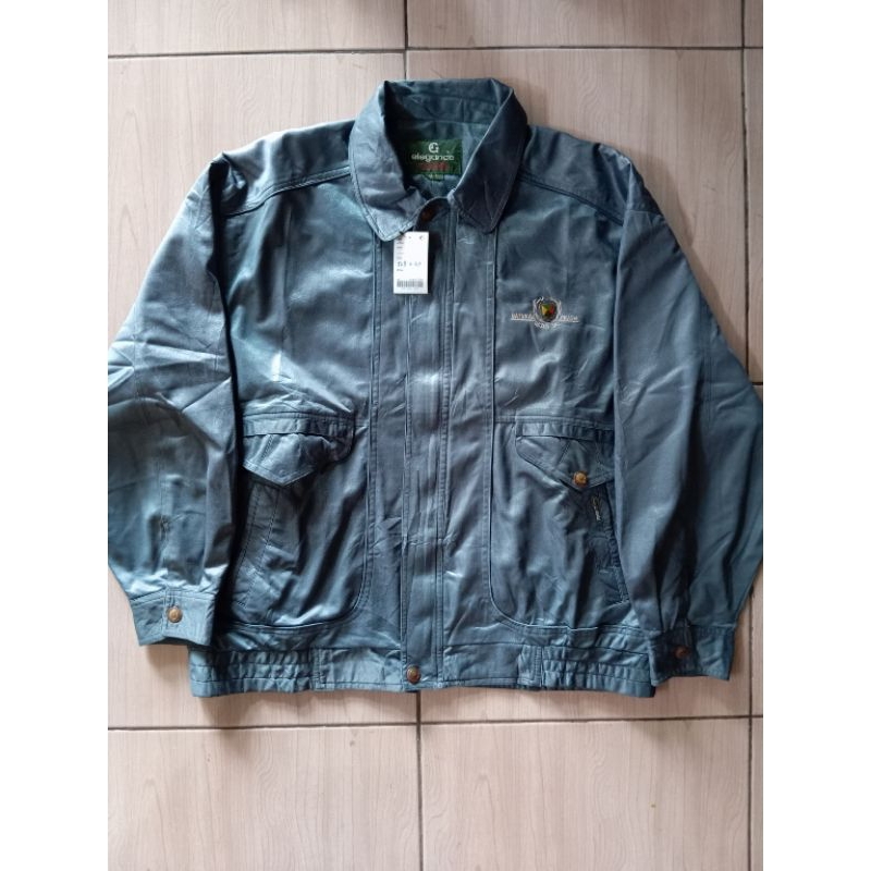 Jacket Vintage Casual Harrington Merek Elegance Warna Hijau Tua Bahan Kanvas Katun Minyak Tebal 2 La