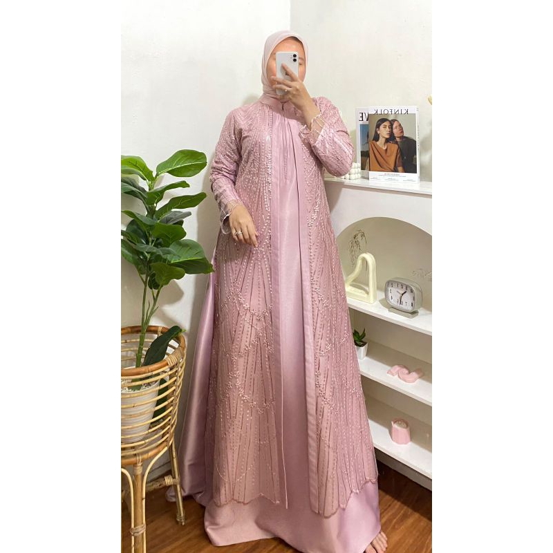 Gamis Satin Elsa - Dress Pesta  - Gamis Brukat Modern