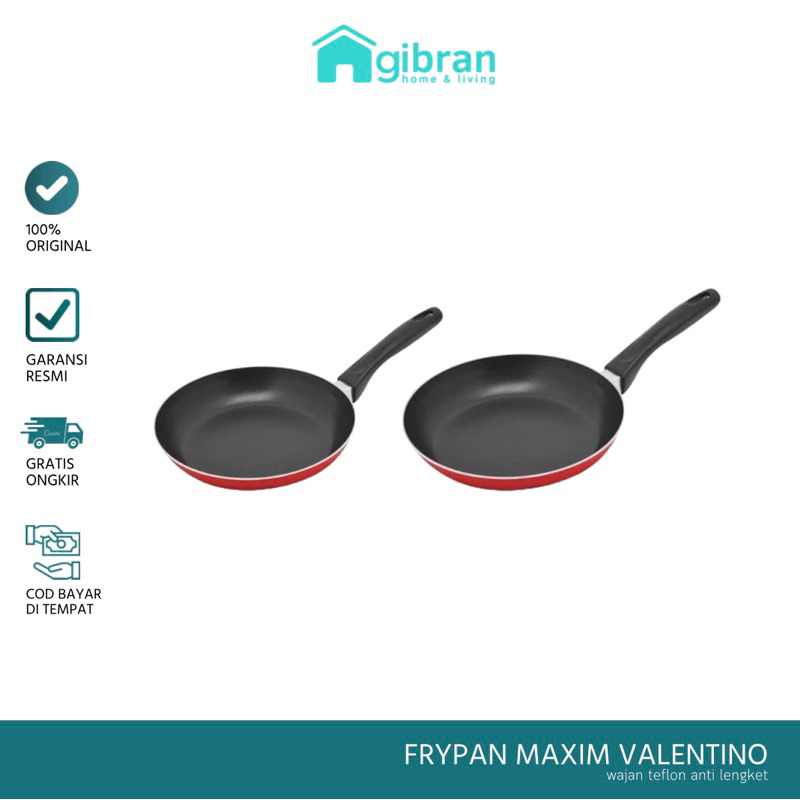 Teflon Maxim Valentino 18 20 22 24 26 cm Wajan Penggorengan Fry Pan Anti Lengket Berkualitas ORIGINA