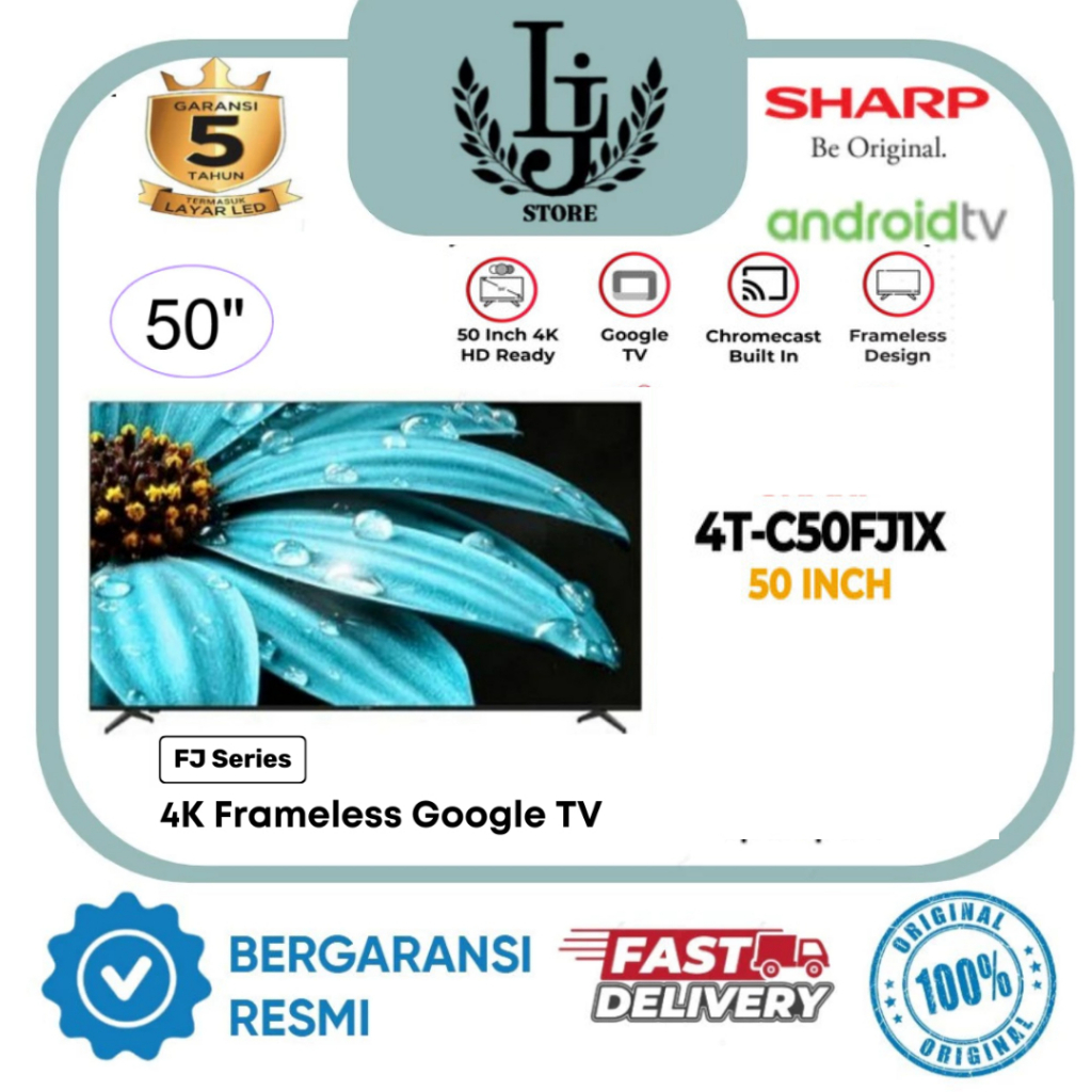 TV LED Sharp Android 4T-C50FJ1i LED Sharp 50Inch Android TV UHD 4K Sharp