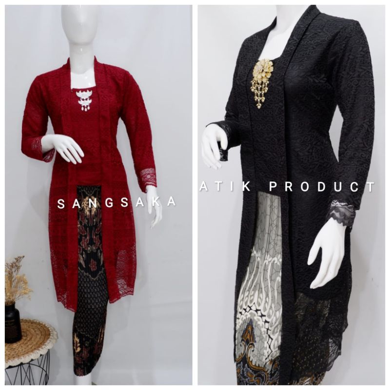 Setelan Kebaya kutubaru tunik malika mix Rok plisket Batik/Kebaya Tradisional/wisuda