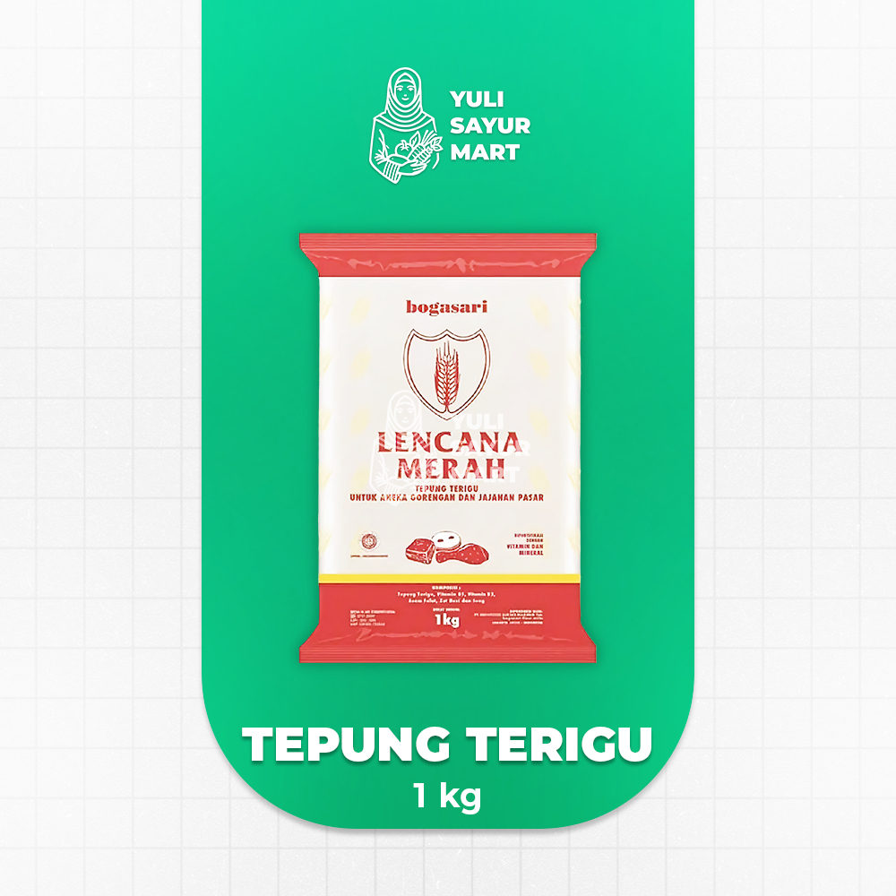 

Bogasari Tepung Terigu Lencana Merah 1kg - Yuli Sayur Mart