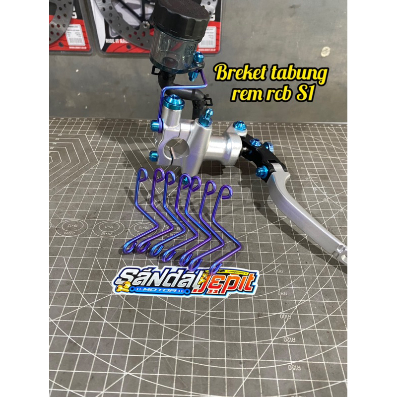 BREKET TABUNG MINYAK REM RCB S1 BREKET TABUNG MINYAK REM TITANIUM BOLT GR5 KAWAT TABUNG REM RCB S1 T