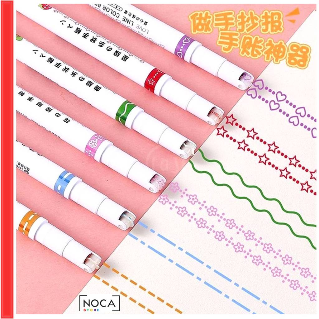 

NCS - Spidol Garis Estetik Warna Warni Motif Lucu 1 Set 6 Pcs - Pulpen roller pen Higlighter Random Spidol Line Aesthetic Marker 6in1