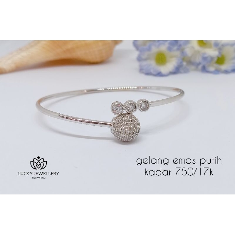 Lucky Jewellery Gelang Emas Putih Kadar 750/17k 6.32gr