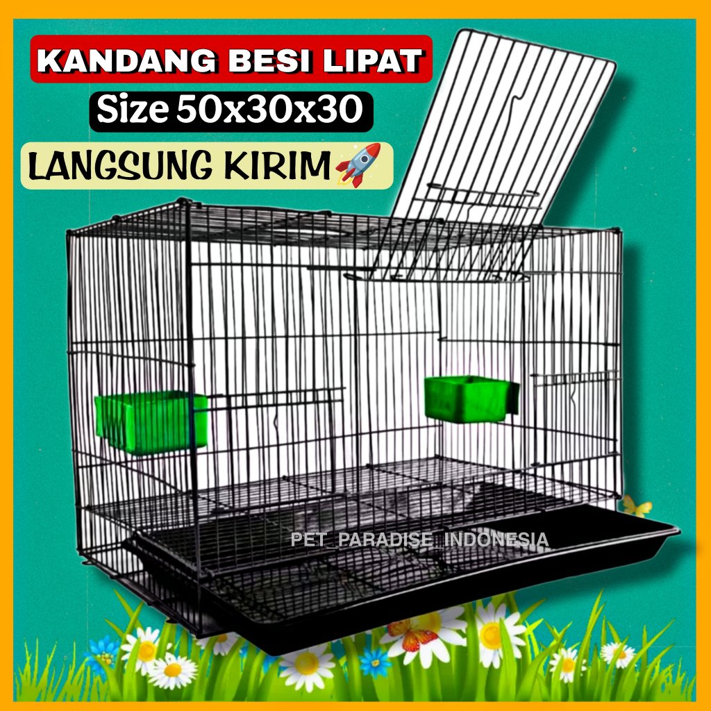 PPI- GROSIR Kandang Besi Lipat 50x30x30 Kandang Kucing Kitten Kelinci Hamster Kandang Burung Kenari