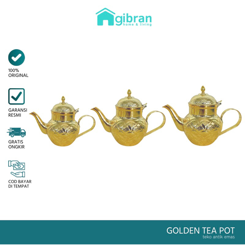 Teko Antik Emas Cantik GOLDEN TEA POT Stainless steel Awet Original