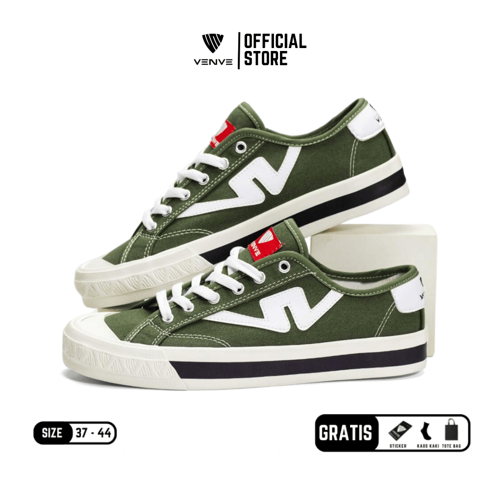 VENVE - Precious Green Army Sepatu Sneakers Pria Wanita Casual Hijau Army