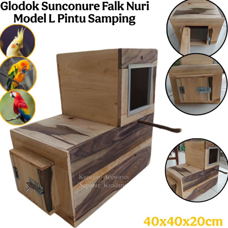 Kandang Model L Pintu Samping Glodok Sunconure Falk Nuri Sonokeling Tebal Keras