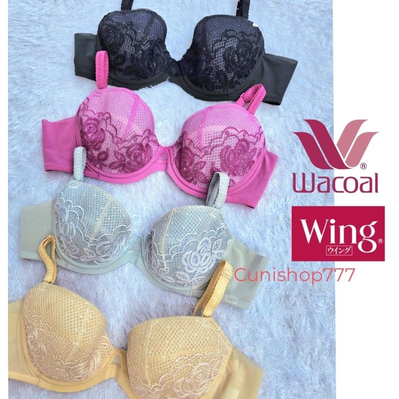BRA WACOAL WING JAPAN PAKAI KAWAT BUSA TIPIS DB 2341 KB 2341 K1 HALF CUP RENDA LACE BH WANITA