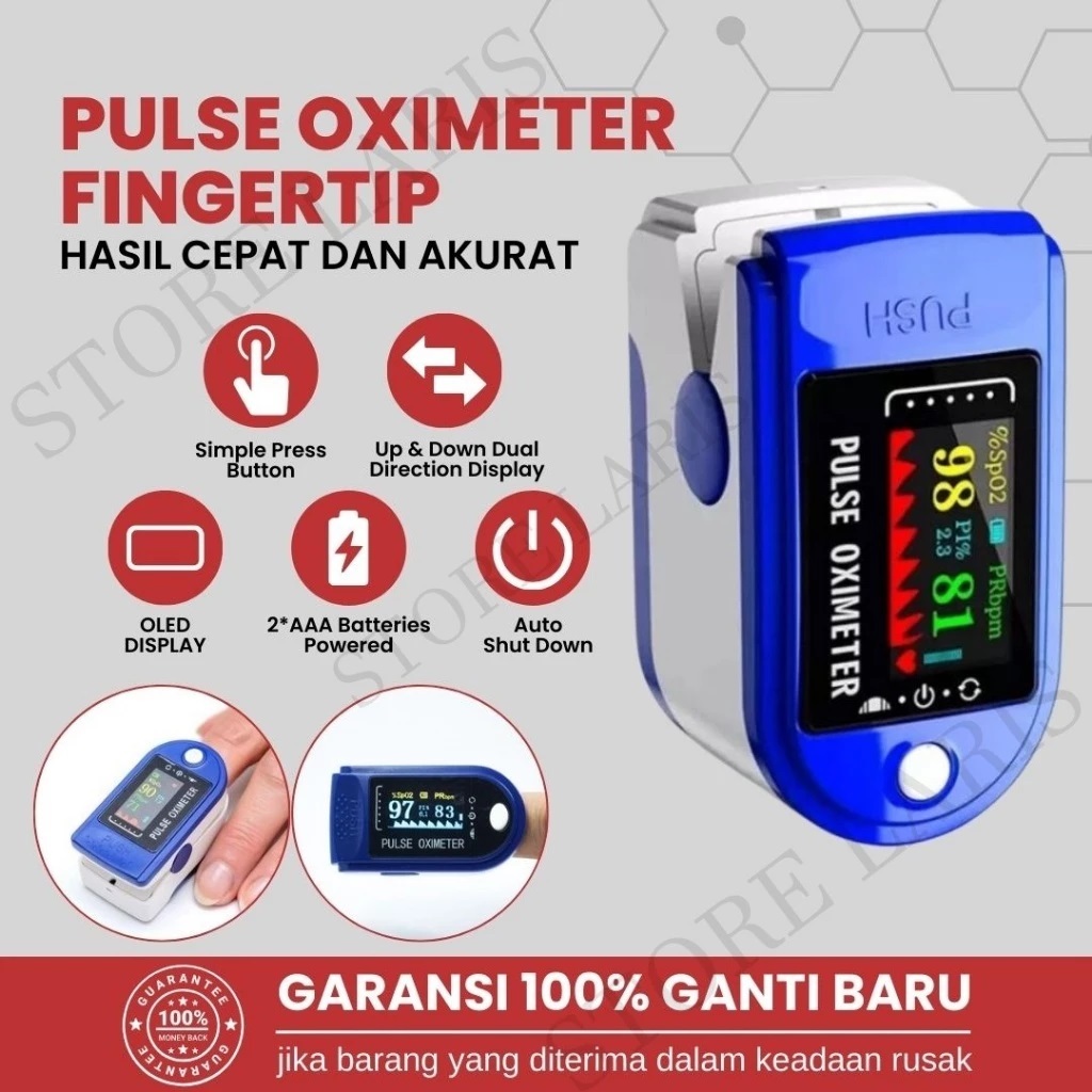 Tensi kadar saturasi oksigen detak jantung Fingertip Oximeter Qxymeter pulse omron onemed SpO2