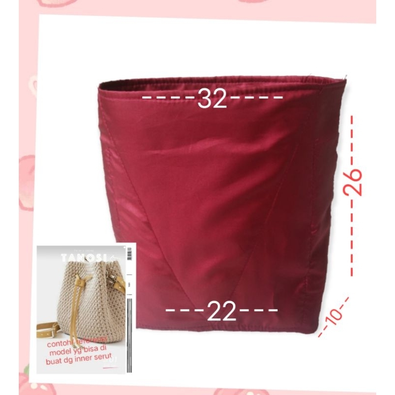 inner tas rajut instant model serut bahan busa ati tipis, bisa untuk ransel serut