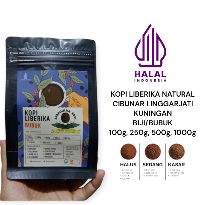 

Kopi Liberika Natural Biji/Bubuk Cibunar Linggajati Kuningan Gunung Ciremai Sasadulur kopi