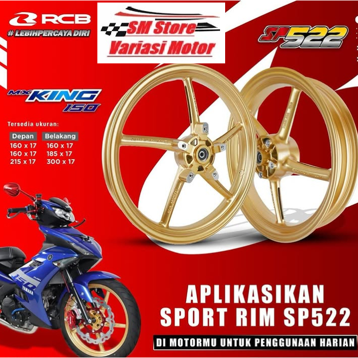 Velg VLEG Sport RIM RACING BOY RCB Mx king R15 Vixion Y15R palang 5 SP522 160 185 215 300 ring 17 or