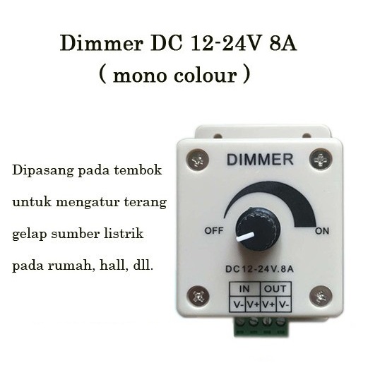 Dimmer Lampu Led Strip DC 12V - 24V 8A Peredup Lampu DC / Dimmer DC 12-24V 8A Single Colour