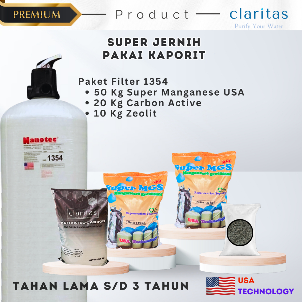 Claritas Filter Air Tabung 1354  - Paket Filter Air Sumur Bor (Besi, Karat, Berminyak, Bau)