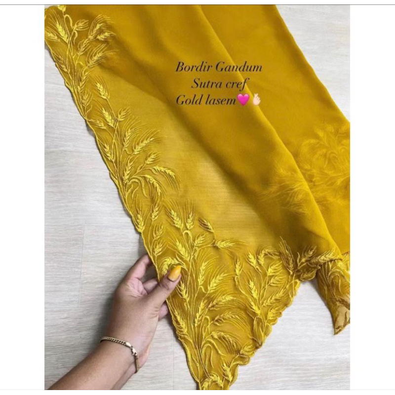 Kain kebaya bordir motif gandum/bahan kebaya bordir terbaru/kain bordir murah