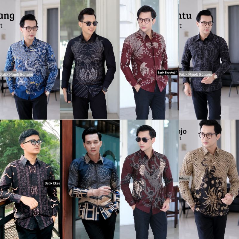 Batik Pria Lengan Panjang Slim Fit Keris Modern Premium Baju Atasan Batik HITAM BATIK FURING MODERN 
