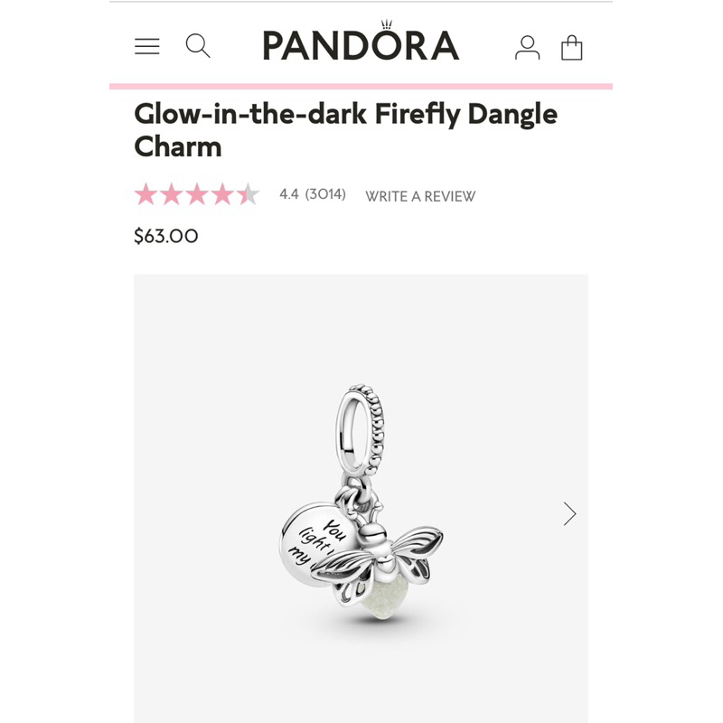 pandora charm •firefly glow in the dark• SOLD