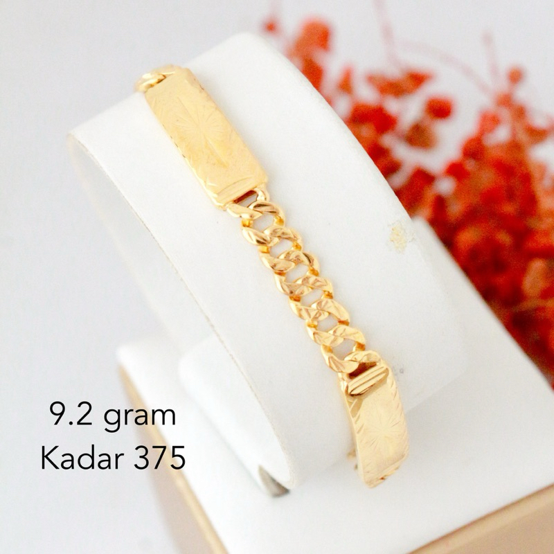 gelang emas rantai plat 9.2 gram kadar 375