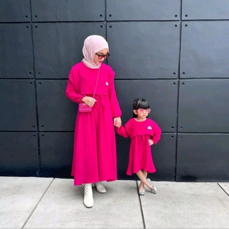 Gamis rompi Couple ibu dan Anak wanita// Gamis wanita bahan Crinkle premium