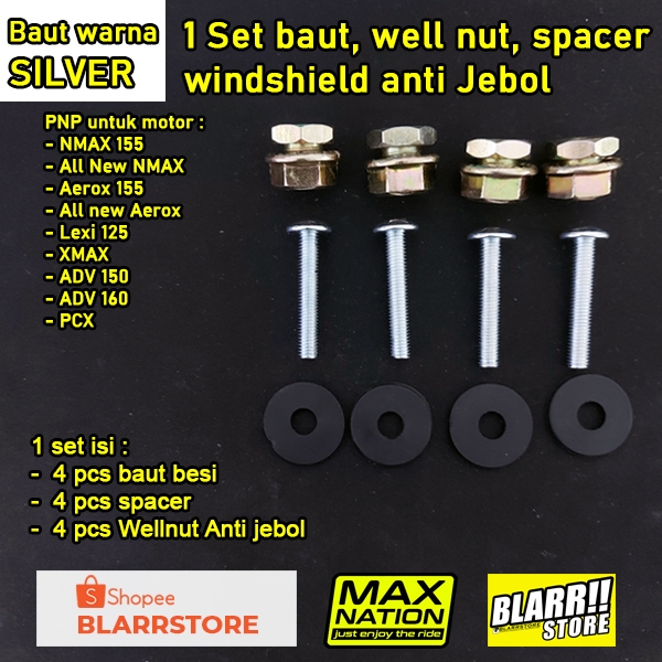 Wellnut Baut Mur Windshield Visor Anti Jebol adv 150 dan ADV 160