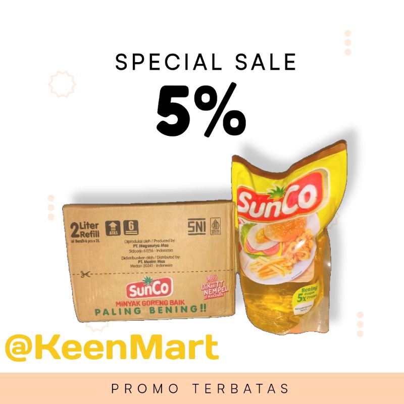 

SunCo Minyak Goreng Pouch 2 Lt 1 DUS (2Lt X 6)
