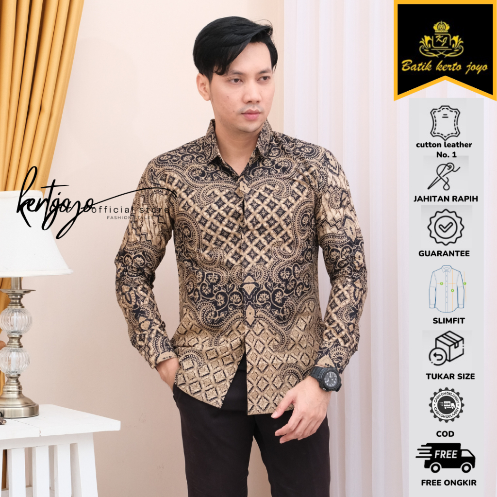 Batik pria modern slimfit Baju Batik Pria Lengan Panjang slimfit baju batik pria Slimfit premium baj
