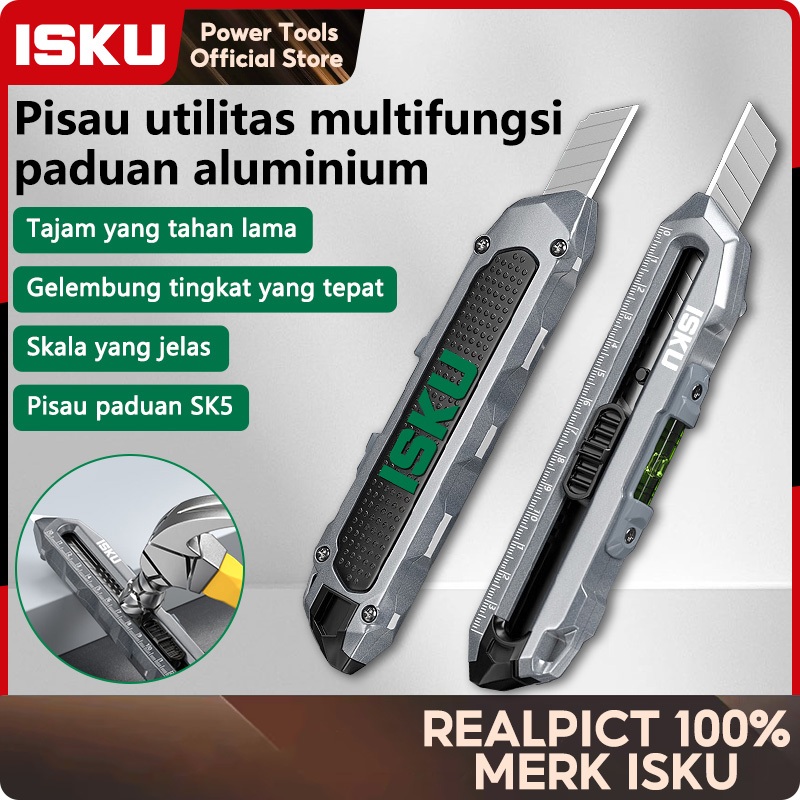 

ISKU Pisau utilitas multifungsi paduan aluminium Pisau cutter Cutter Knife Utility Knife Cutter Pisau Cutter Knife Auto Lock Cutter
