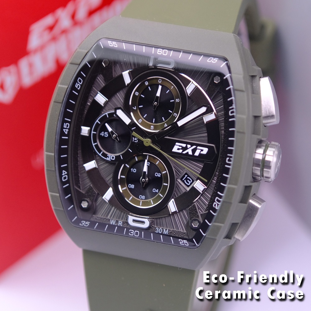 Jam Expedition Pria Terbaru Original Warna Green - Eco-Friendly Ceramic Case - EXP6782