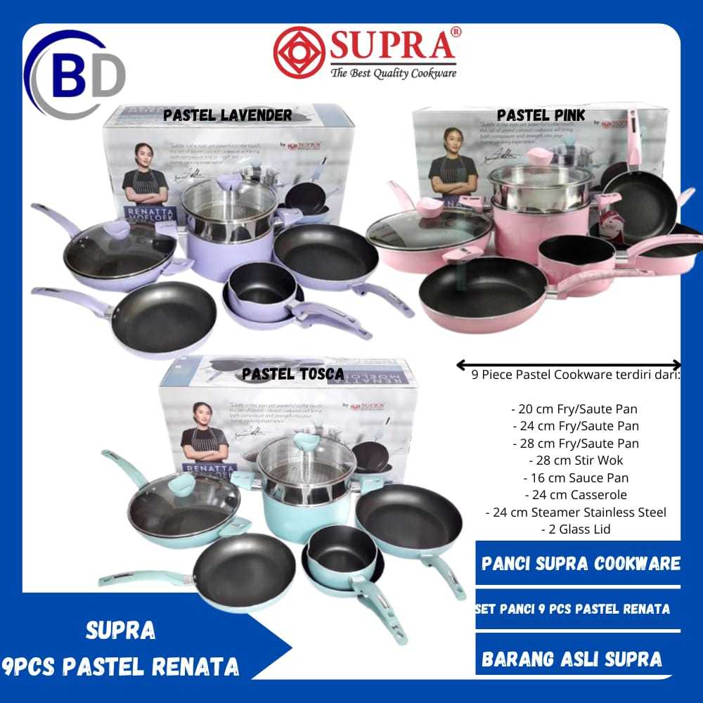Panci SUPRA RENATA 9pcs EDISI Chef Renata/NEW Panci SUPRA 9pcs Pastel Supra Renata