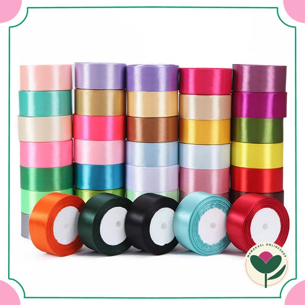 1 meter pita satin polos 4 cm pita meteran ribbon bouquet ikat buket bunga cantik MK1899