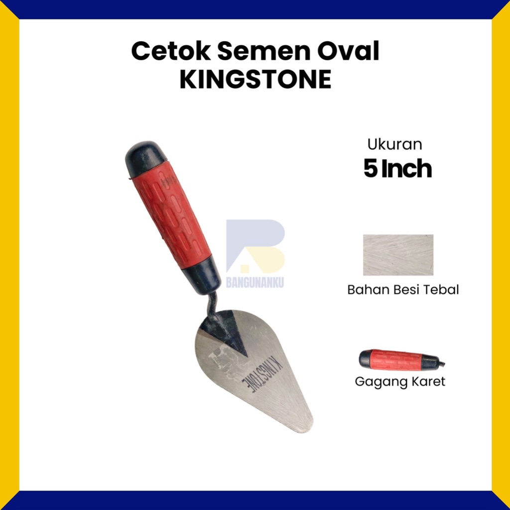 Cetok Sendok Semen Oval Gagang Karet Ukuran 5 Inch