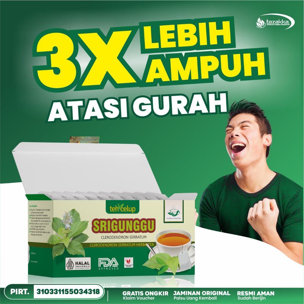 

Teh Srigunggu obat untuk Gurah dari Tazakka isi 20 kantung teh Celup sudah BPOM dan Original