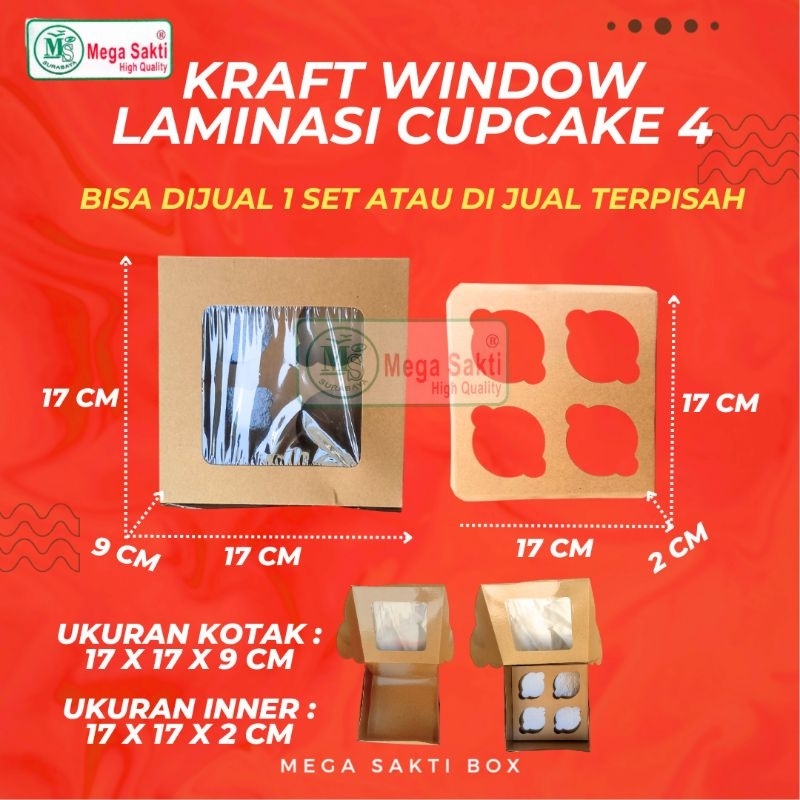 

(ISI 10 PCS) DOS / DUS KRAFT WINDOW LAMINASI CUPCAKE ISI 4 / BISA DIJUAL 1 SET / TERPISAH INNER / KOTAK