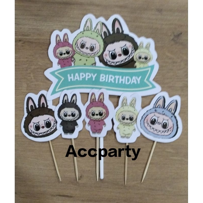 Cake Topper Karakter Labubu Kuromi / Cake Topper Labubu / Tusukan kue Labubu
