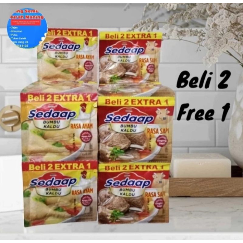 

bumbu sedaap kaldu rasa ayam dan sapi beli 2 gratis 1 (18 pcs)