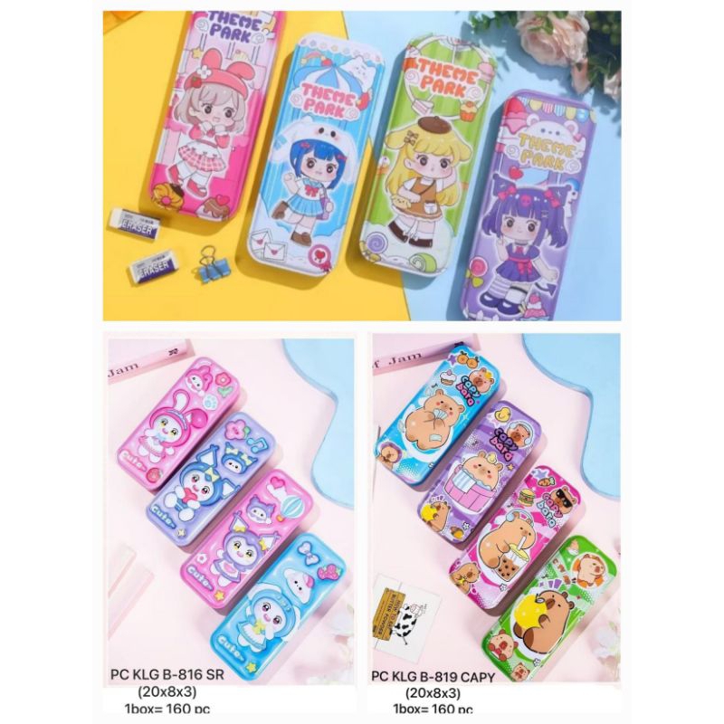 

[FREE BUBBLE+DUS] Tempat Pensil Kaleng Susun 2 Tingkat B-698 Cute Doll Momo Girl Capybara SNR 819 816